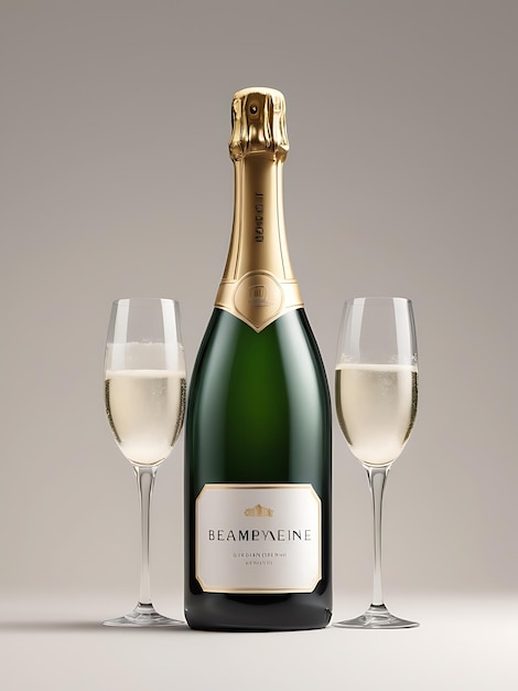 Photo champagne bottle mockup