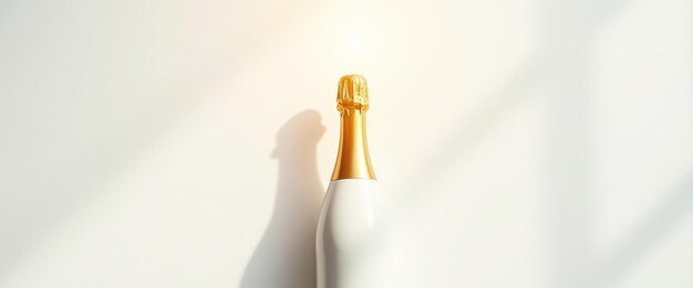 Photo champagne bottle with golden cap on white background