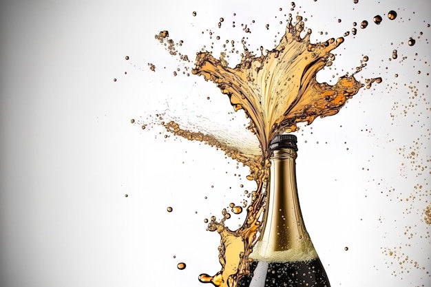 Champagne explosion on a white background isolated