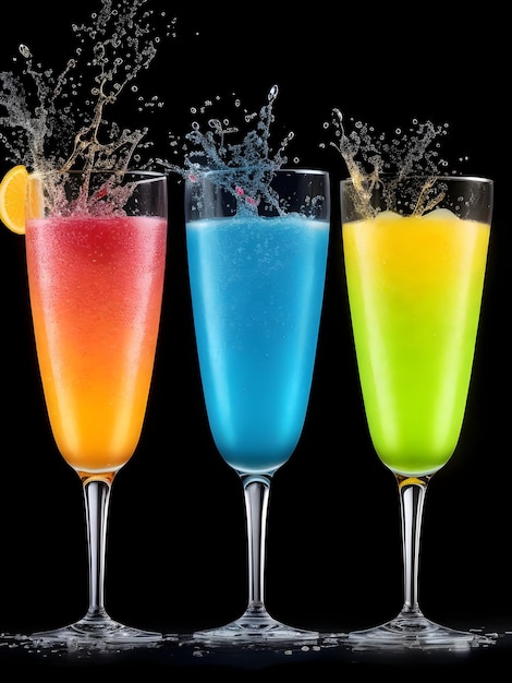 Champagne Flutes With Assortedcolor Liquids generated by Ai