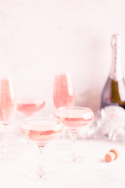 Champagne or wine on a decorated table