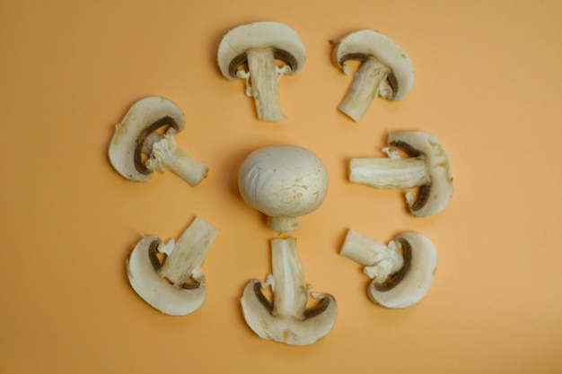 Champignon raw vegetable Mushroom pattern cut slices of mushrooms