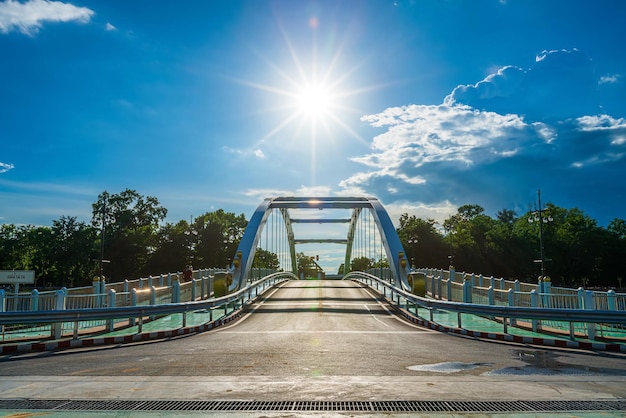 Chan Palace Bridge over the Nan River Chan Palace bridge blue sky background New Landmark It is a major tourist is Public places attraction Phitsanulok at daytime