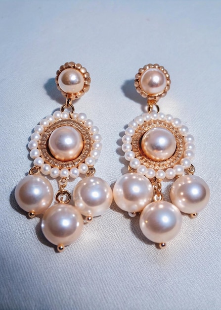 Chandelier Pearl Earrings with Gold Accents Elegant Dangle Statement Jewelry Formal Occasions an