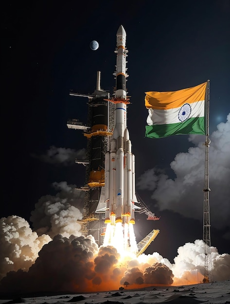 Chandrayaan 3 soft landing on the moon with Indian flag