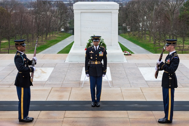 Changing of the Guard at Tomb of the Unknowns, Arlington National Cemetery, Washington DC, USA