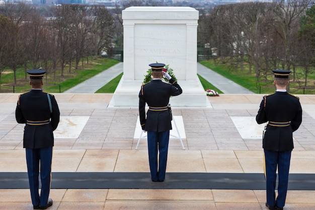 Changing of the Guard at Tomb of the Unknowns, Arlington National Cemetery, Washington DC, USA