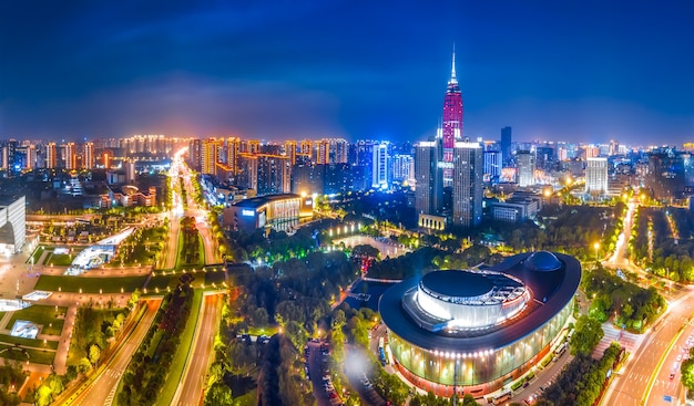 Changzhou city architecture landscape night view