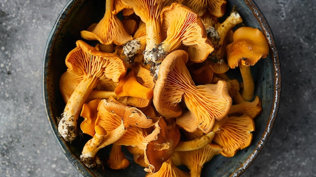 Photo chanterelle mushrooms are ready to cook in a bowl