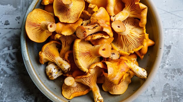 Photo chanterelle mushrooms are ready to cook in a bowl