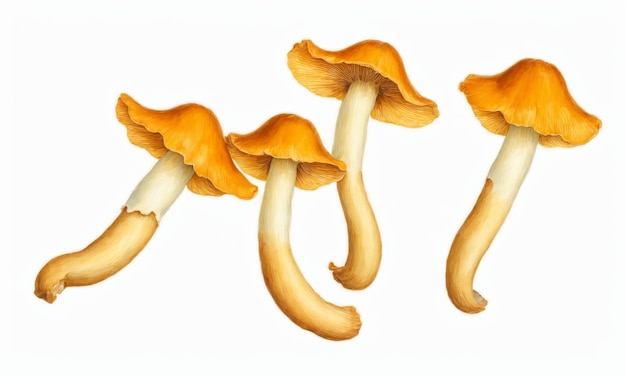 Chanterelle mushrooms on a white background Isolated