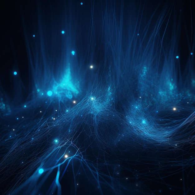 A chaotic blue glowing effect background generative ai