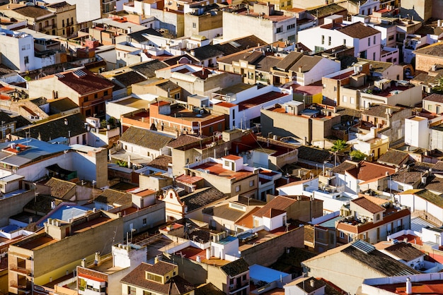 Chaotic cityscape. Roof top view.