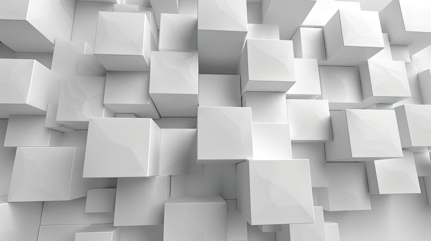 Photo chaotic cubes with copy space white abstract geometric background