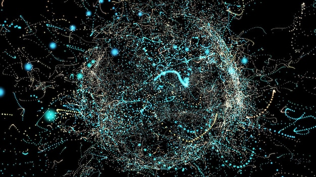 chaotic movement of particles in the form of a sphere