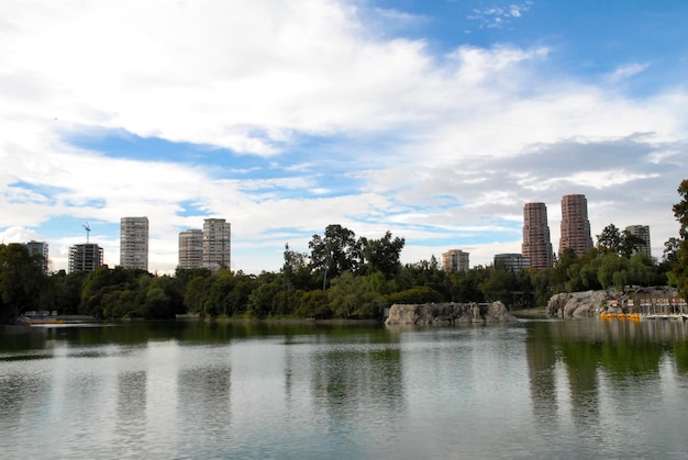 chapultepec lake in mexico city chapultepec lake panoramic view with blue sky travel vacation