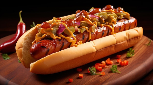 Char grilled hot dog