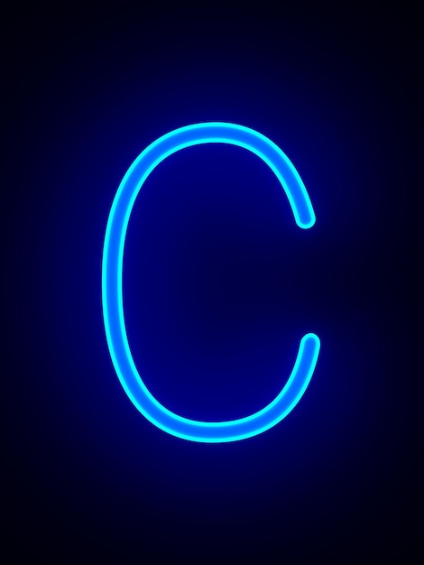 Character C on dark background 3D illustration