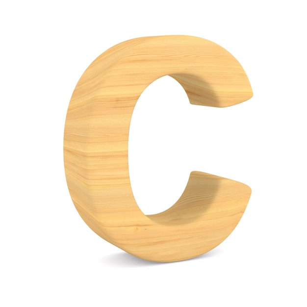 Character C on white space. Isolated 3D illustration