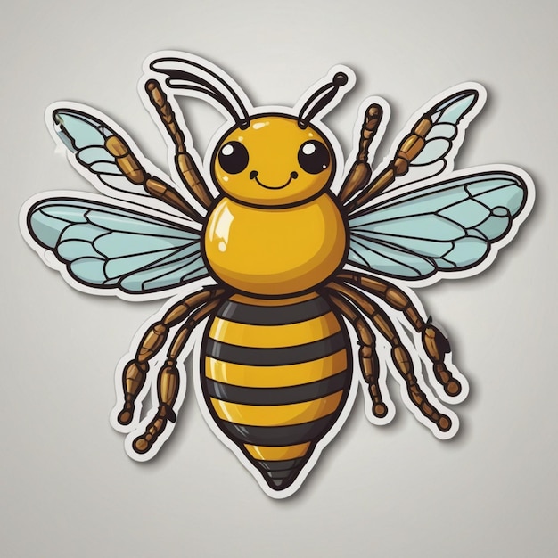 character cartoon design logo brand icon vector for cute a bee with a yellow face