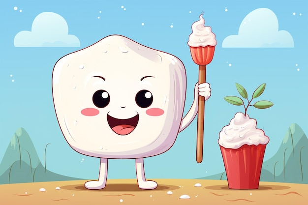 Photo character of cute human tooth