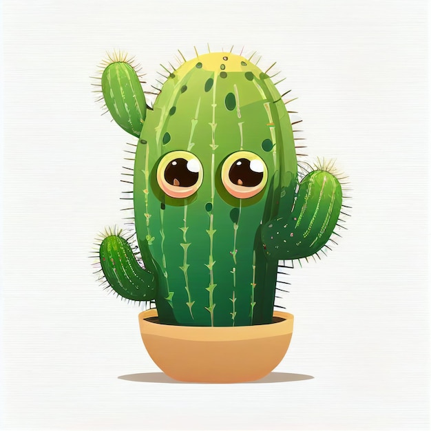 Character design cartoon cute cactus on isolated background Created with Generative AI technology