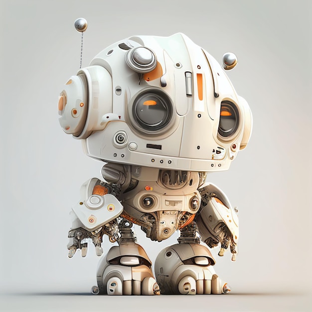 Character design of little cute robot on isolated background Created with Generative AI technology