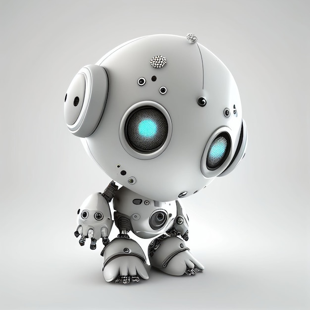 Character design of little cute robot on isolated background Created with Generative AI technology