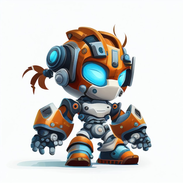 Character design of little cute robot on isolated background Created with Generative AI technology