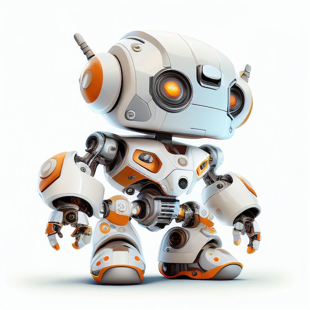 Character design of little cute robot on isolated background Created with Generative AI technology