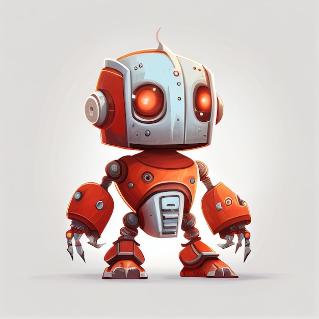 Character design of little cute robot on isolated background Created with Generative AI technology