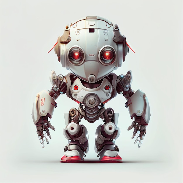 Character design of little cute robot on isolated background Created with Generative AI technology