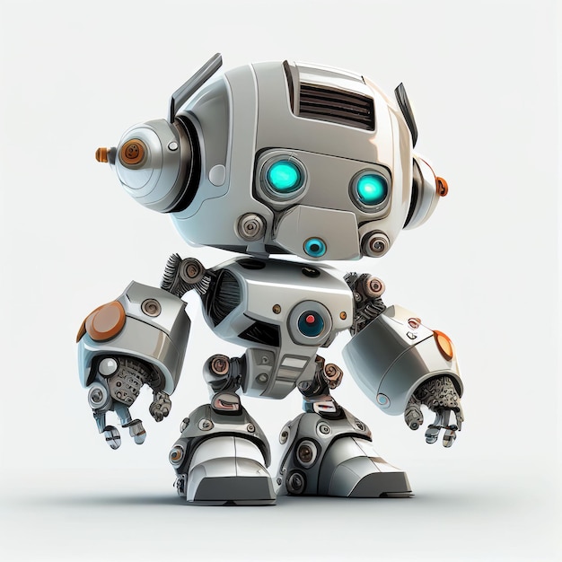 Character design of little cute robot on isolated background Created with Generative AI technology