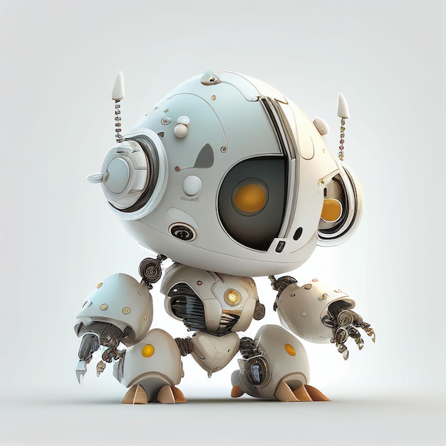 Character design of little cute robot on isolated background Created with Generative AI technology