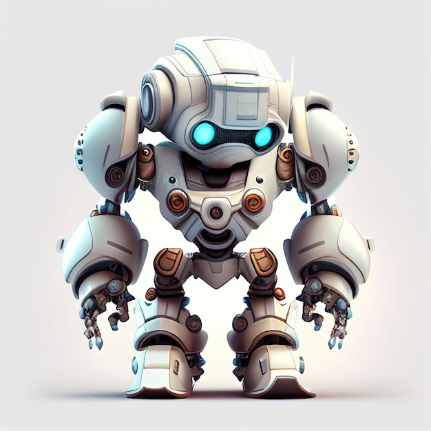 Character design of little cute robot on isolated background Created with Generative AI technology