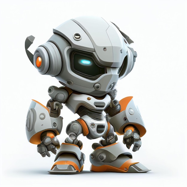 Character design of little cute robot on isolated background Created with Generative AI technology