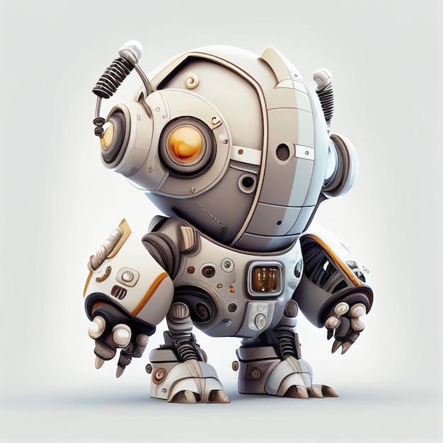 Character design of little cute robot on isolated background Created with Generative AI technology