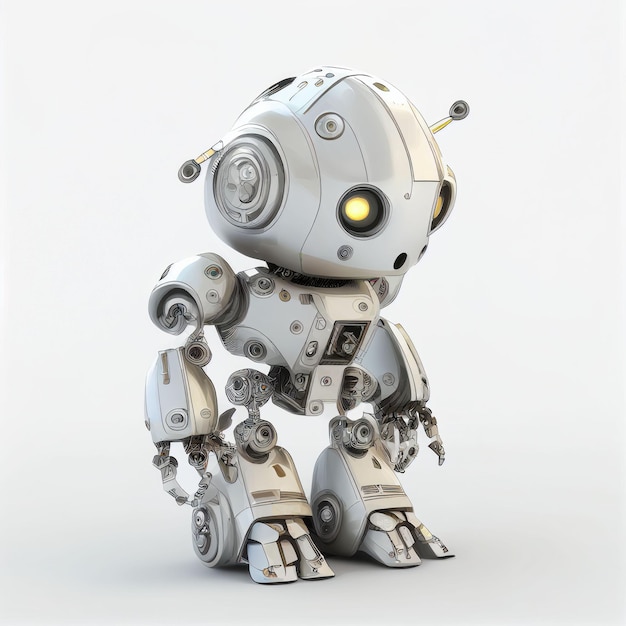 Character design of little cute robot on isolated background Created with Generative AI technology