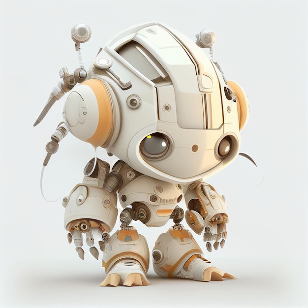 Character design of little cute robot on isolated background Created with Generative AI technology