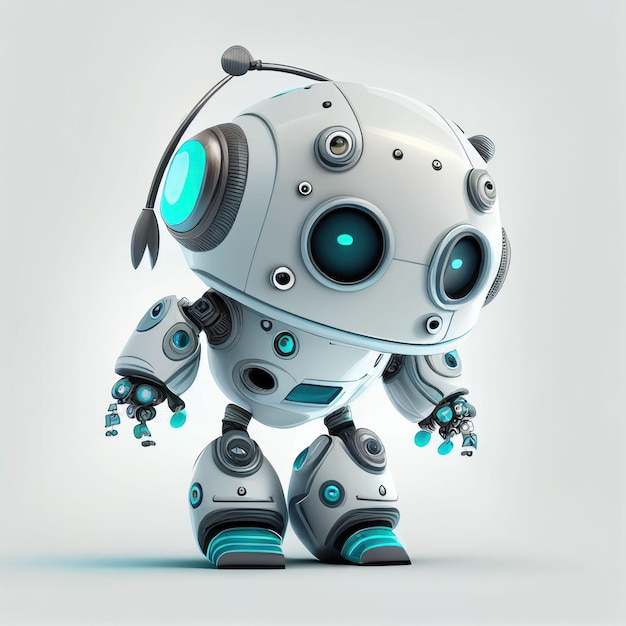 Character design of little cute robot on isolated background Created with Generative AI technology