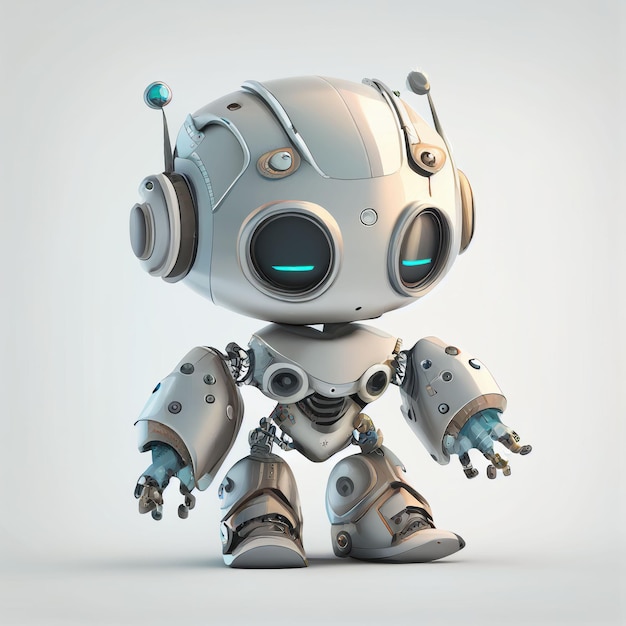 Character design of little cute robot on isolated background Created with Generative AI technology