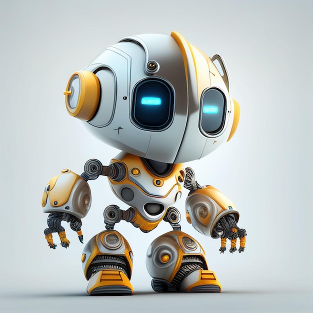 Character design of little cute robot on isolated background Created with Generative AI technology