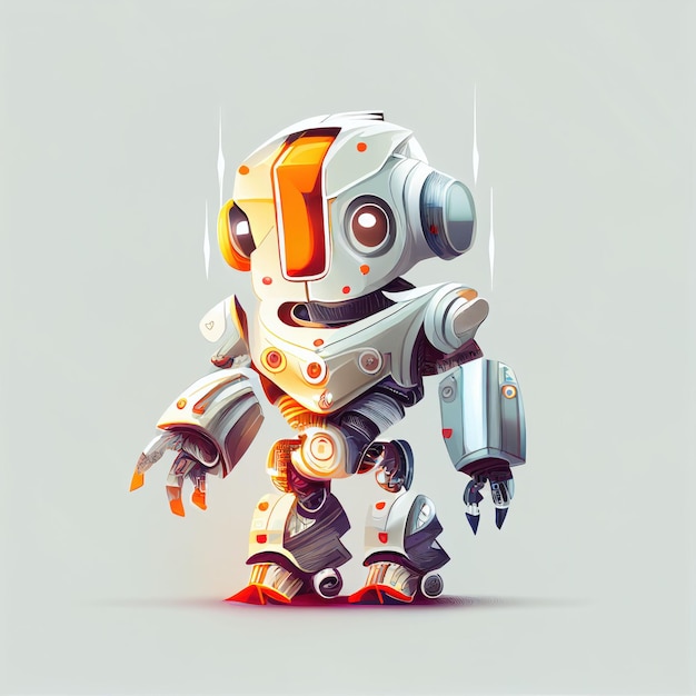 Character design of little cute robot on isolated background Created with Generative AI technology