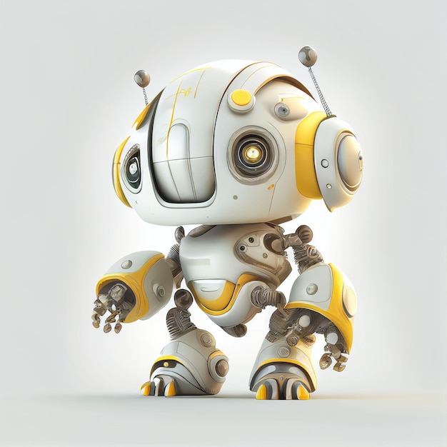 Character design of little cute robot on isolated background Created with Generative AI technology