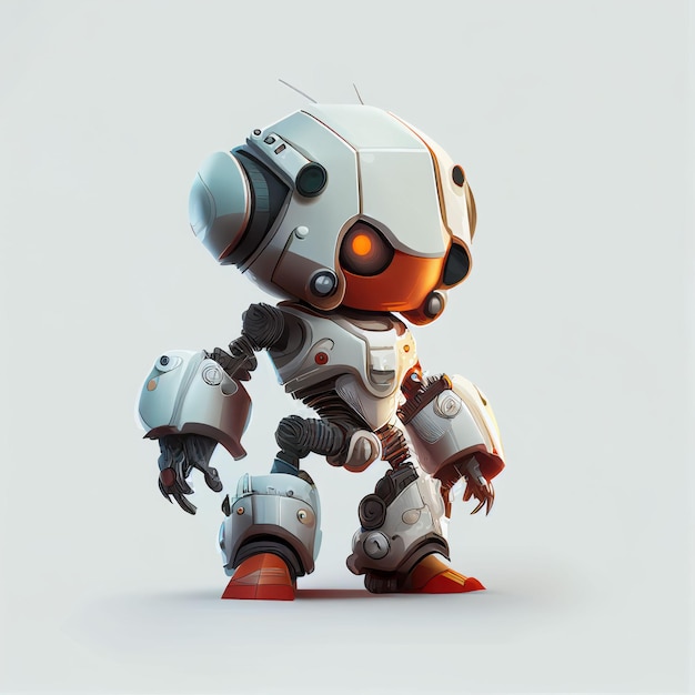 Character design of little cute robot on isolated background Created with Generative AI technology