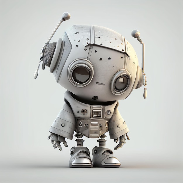 Character design of little cute robot on isolated background Created with Generative AI technology