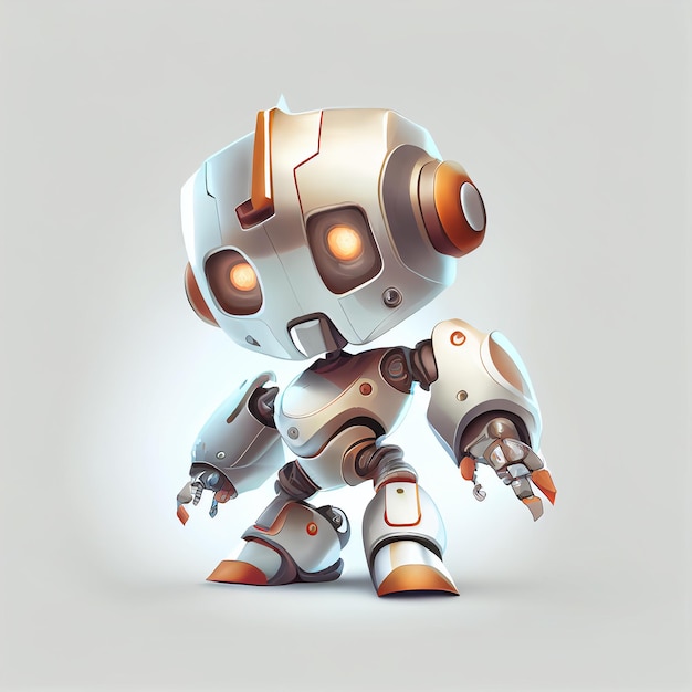 Character design of little robot on isolated background Created with Generative AI technology