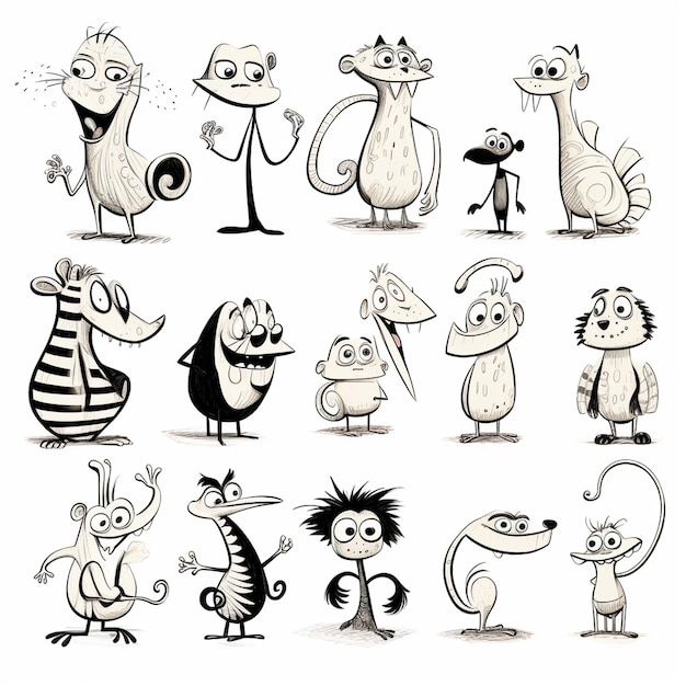 Photo a character designs whimsical animals in the style of comic artists