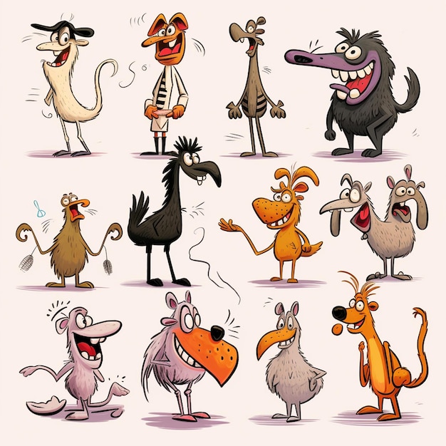 Photo a character designs whimsical animals in the style of comic artists