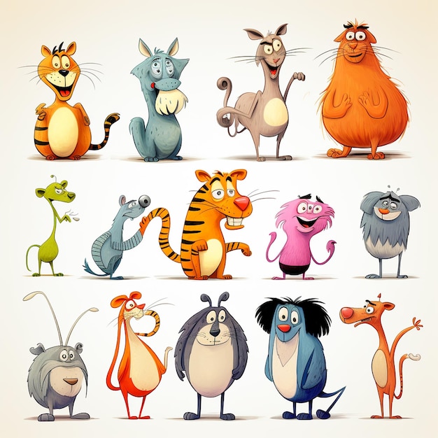 A Character designs whimsical animals in the style of comic artists